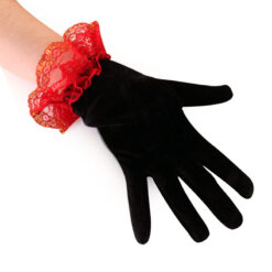 Zwarte Day of the Dead handschoenen - Met rood kant