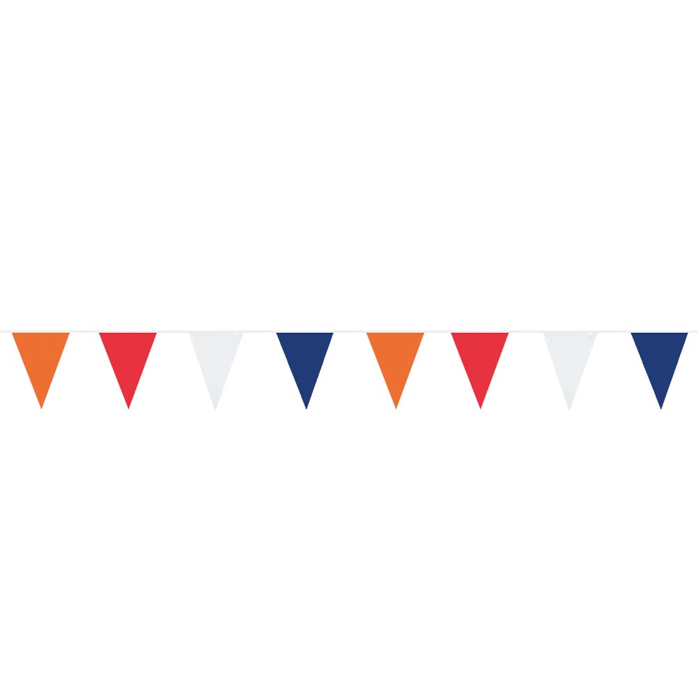 Vlaggenlijn Nederland - 10 meter - 18 vlaggetjes - Oranje/rood/wit/blauw