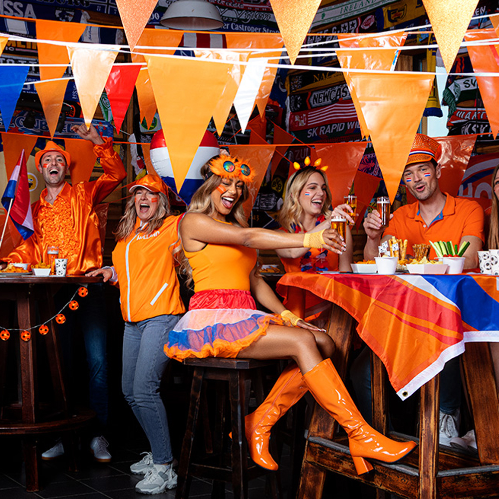 Vlaggenlijn Nederland - 10 meter - 18 vlaggetjes - Oranje/rood/wit/blauw - Afbeelding 3