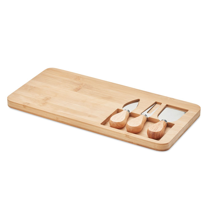 Kaasset met serveerplank - 3-delige kaasmes set - Bamboe - Afbeelding 2
