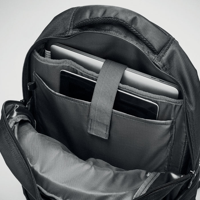 Zwarte 15 inch laptop rugzak - 6-vaks rugtas met tabletvak - 33 x 46 cm - 22 liter - Afbeelding 7