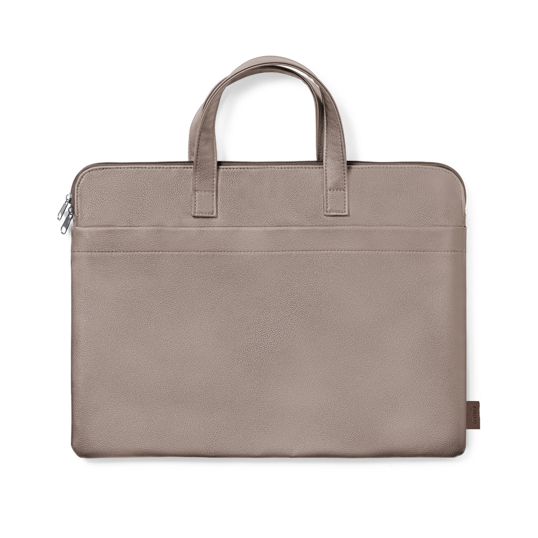 Aktetas van gerecycled leer - Tas met gewatteerd laptopvak - Bruin - Afbeelding 3