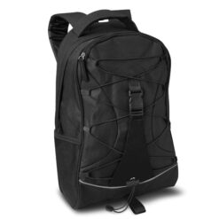 Zwarte polyester rugzak - Rugtas met trekkoord en mesh zijvakken - 29 x 46 cm - 21 liter