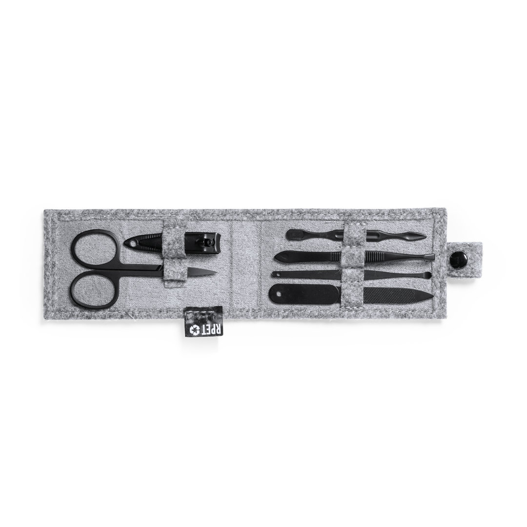 6-delige manicureset in etui van RPET vilt - RVS accessoires - Afbeelding 2