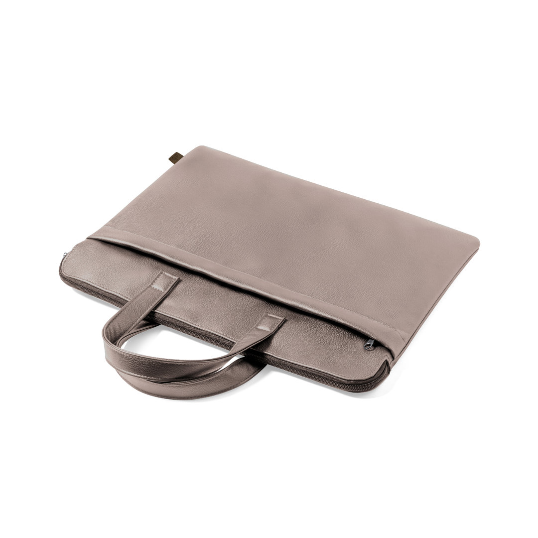 Aktetas van gerecycled leer - Tas met gewatteerd laptopvak - Bruin - Afbeelding 4