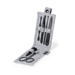 6-delige manicureset in etui van RPET vilt - RVS accessoires