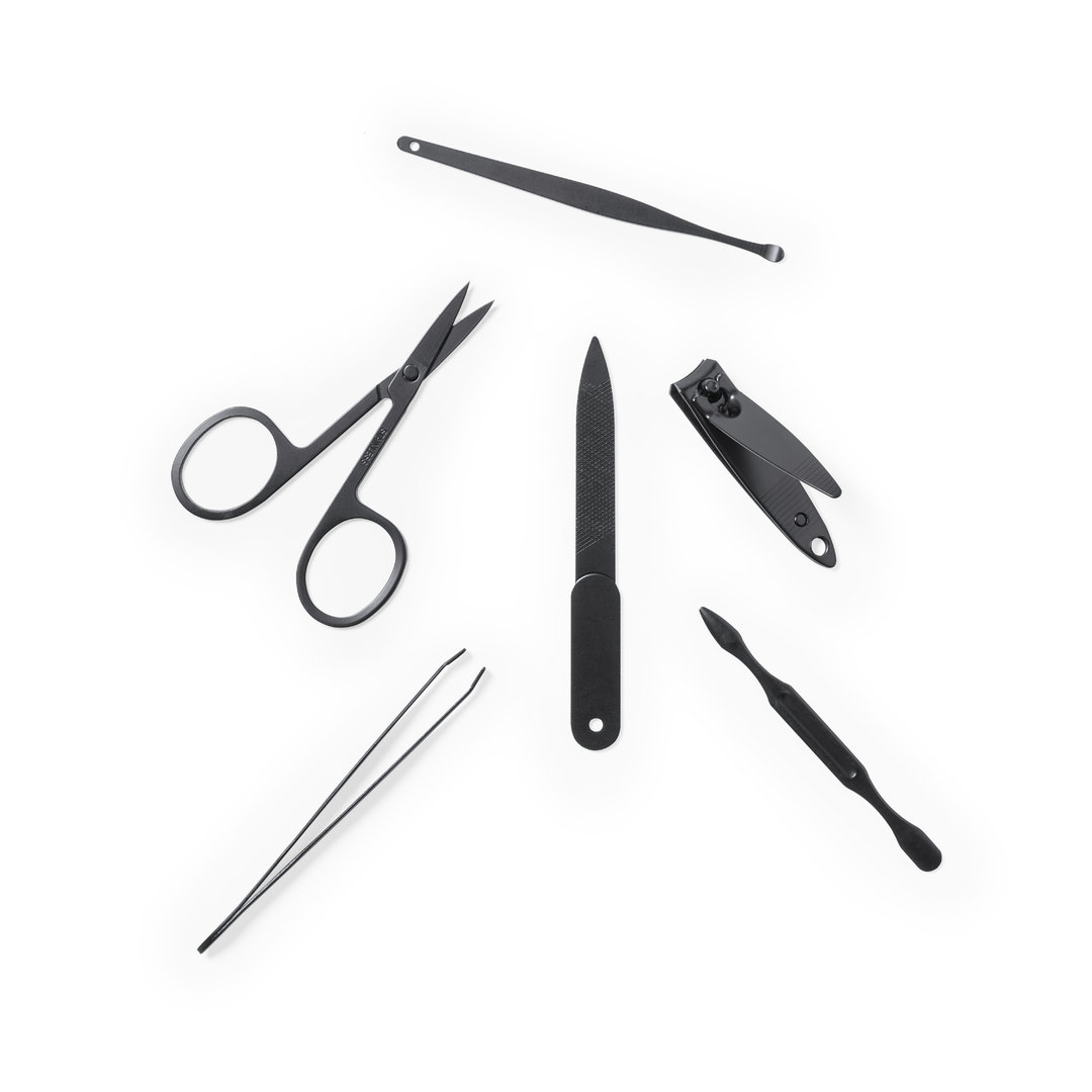 6-delige manicureset in etui van RPET vilt - RVS accessoires - Afbeelding 4