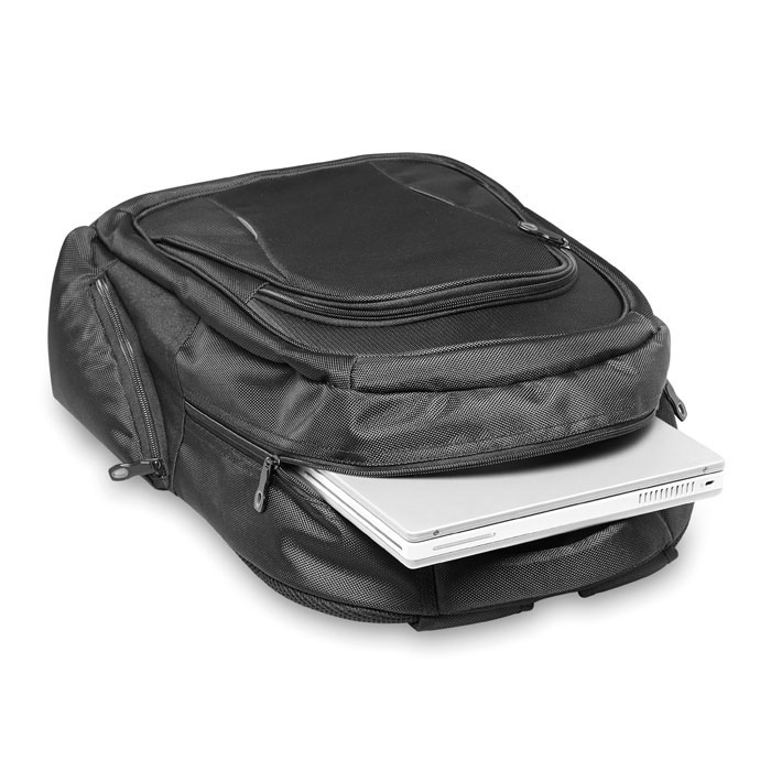 Zwarte 15 inch laptop rugzak - 6-vaks rugtas met tabletvak - 33 x 46 cm - 22 liter - Afbeelding 6