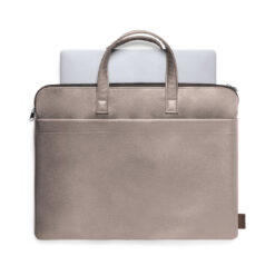 Aktetas van gerecycled leer - Tas met gewatteerd laptopvak - Bruin