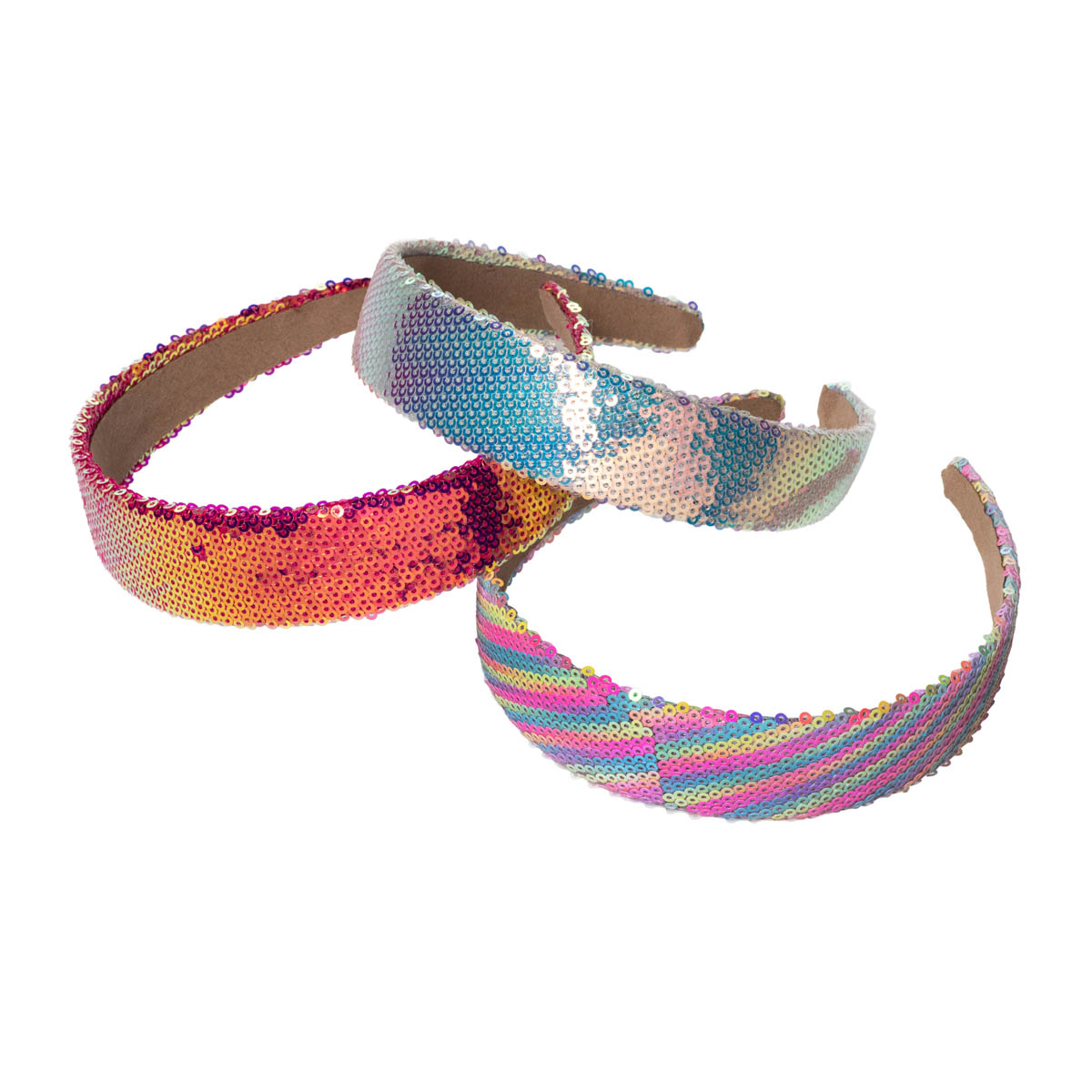 3 Stuks - Meisjes zeemeermin haarbanden – Diadeem voor kinderen - Met pailetten – Regenboog kleuren