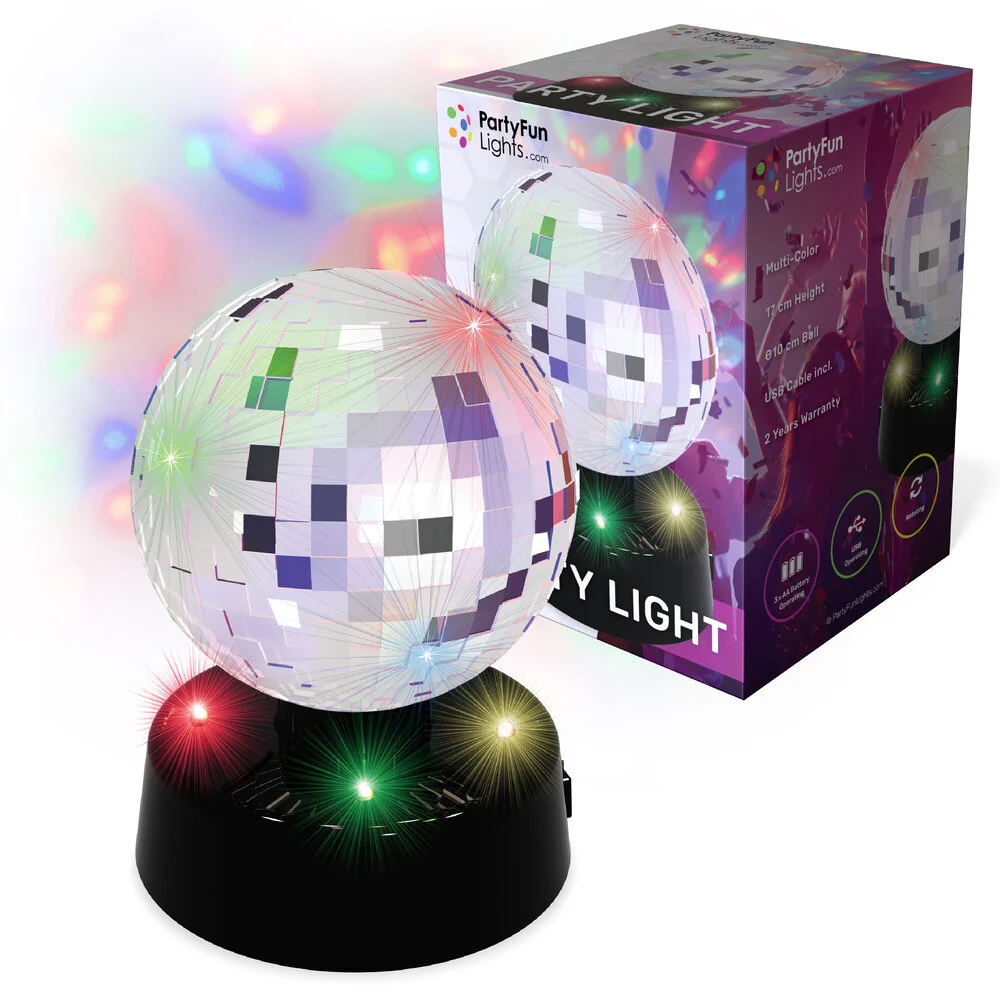 Roterende discolamp met spiegelbol - Met multicolor LED - Afbeelding 2