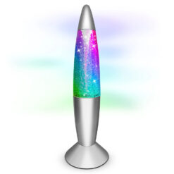 Zilveren tornado glitterlamp - 36 cm - Met kleurveranderende LED verlichting - USB