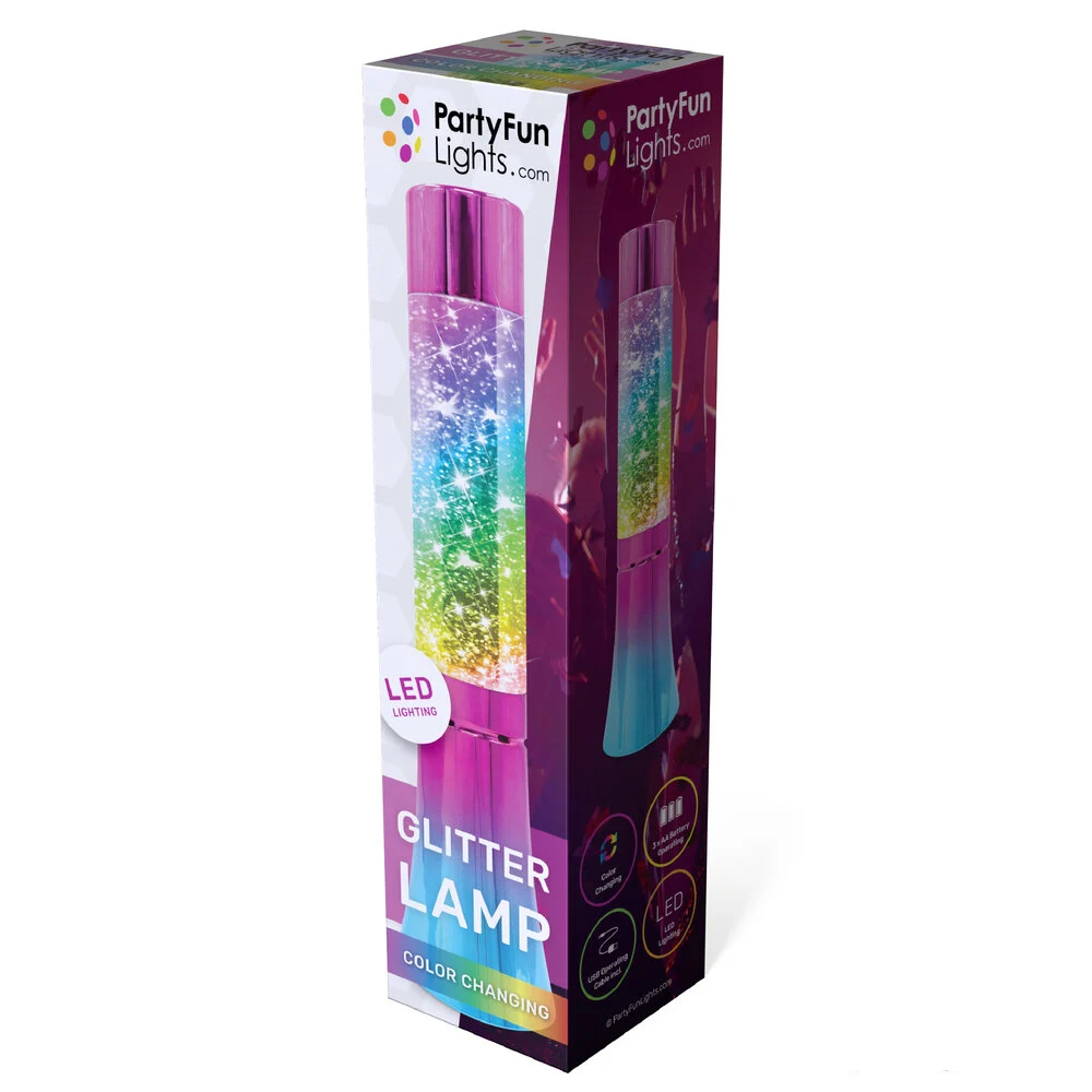 Multicolor glitter lavalamp - 32 cm - Met kleurveranderende LED verlichting en zilveren glitters - Afbeelding 3