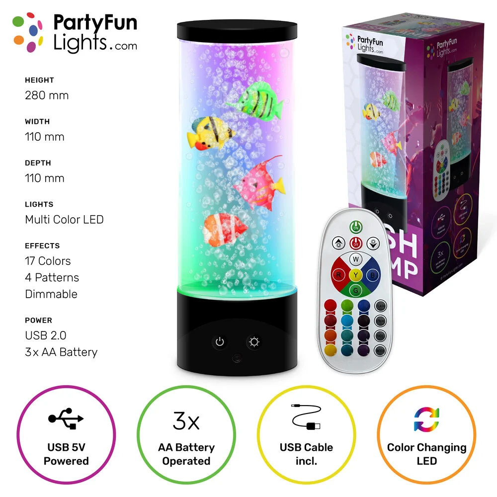 Vissen aquariumlamp - Nachtlamp met afstandsbediening en kleurveranderende LED verlichting - USB - Afbeelding 5