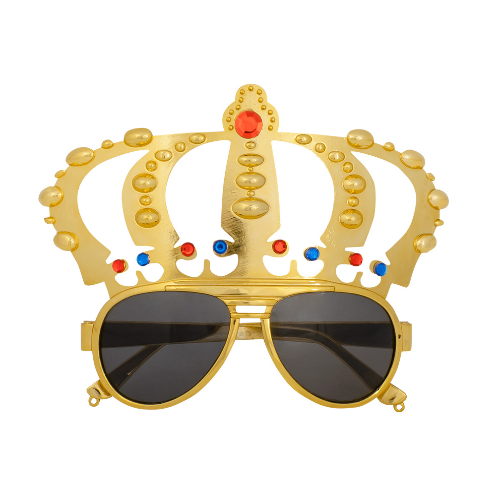 Partybril King – Gouden Kroon Feestbril voor Koningsdag, Carnaval & Themafeesten