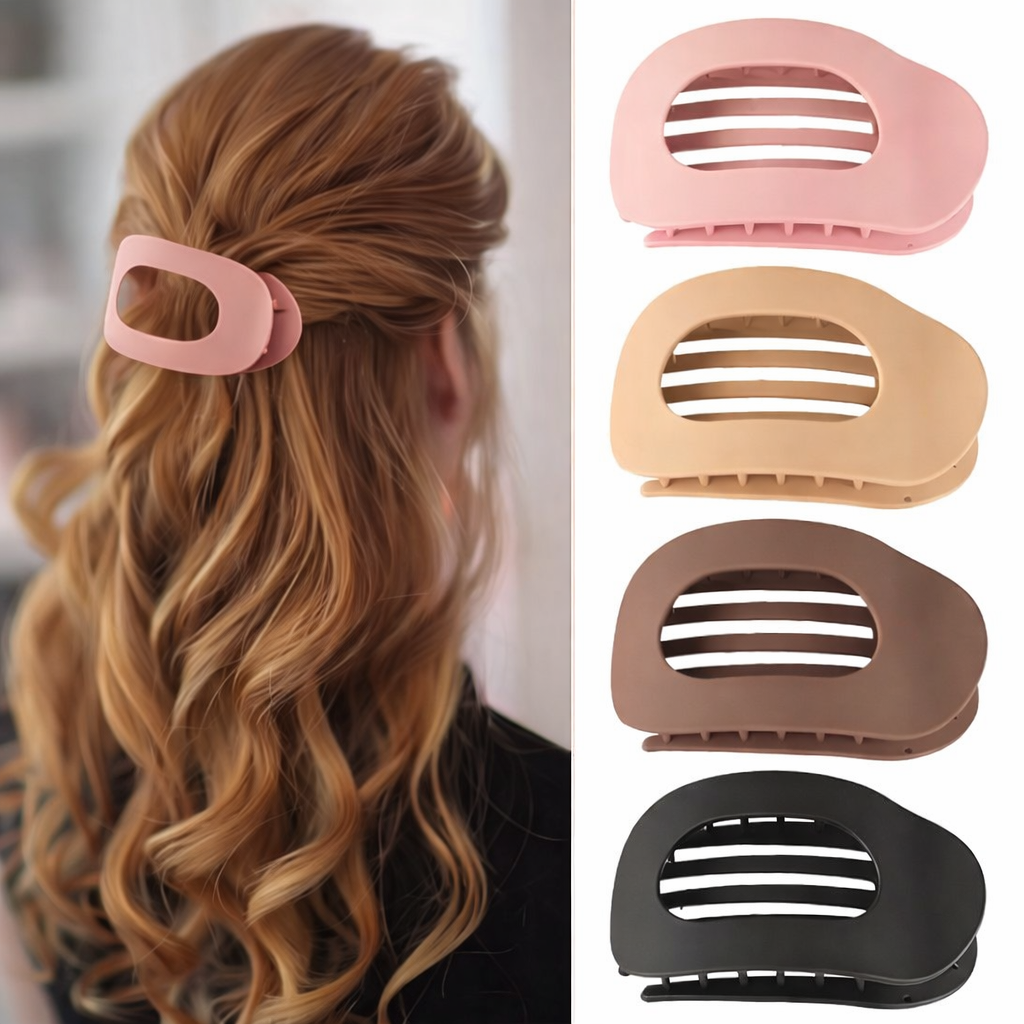 4 Stuks - Haarclips - Platte haarklem voor dames - Bruin, Zwart, Roze, Lichtbruin - Afbeelding 5