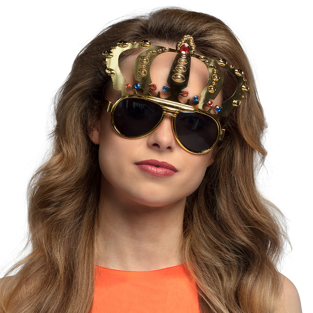 Partybril King – Gouden Kroon Feestbril voor Koningsdag, Carnaval & Themafeesten - Afbeelding 4