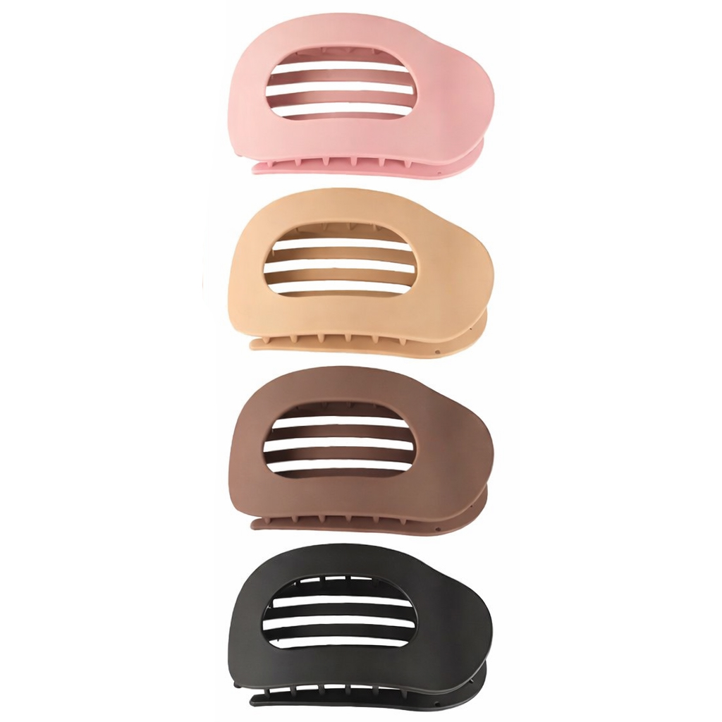 4 Stuks - Haarclips - Platte haarklem voor dames - Bruin, Zwart, Roze, Lichtbruin
