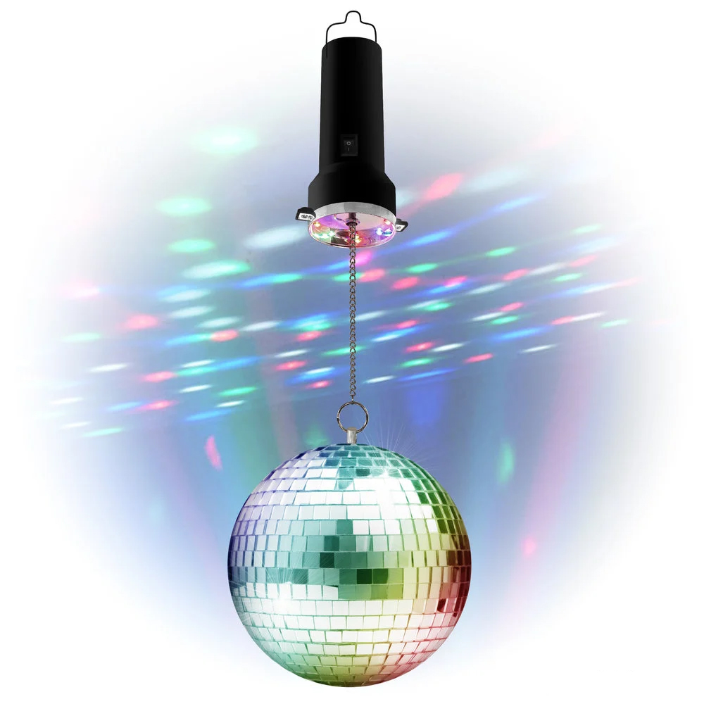 Roterende spiegelbol - Discolamp - 20 cm - Party set - 8 LED