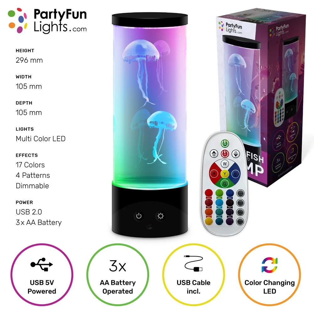 Kwallen aquariumlamp - Nachtlamp met afstandsbediening en kleurveranderende LED verlichting - USB - Afbeelding 5