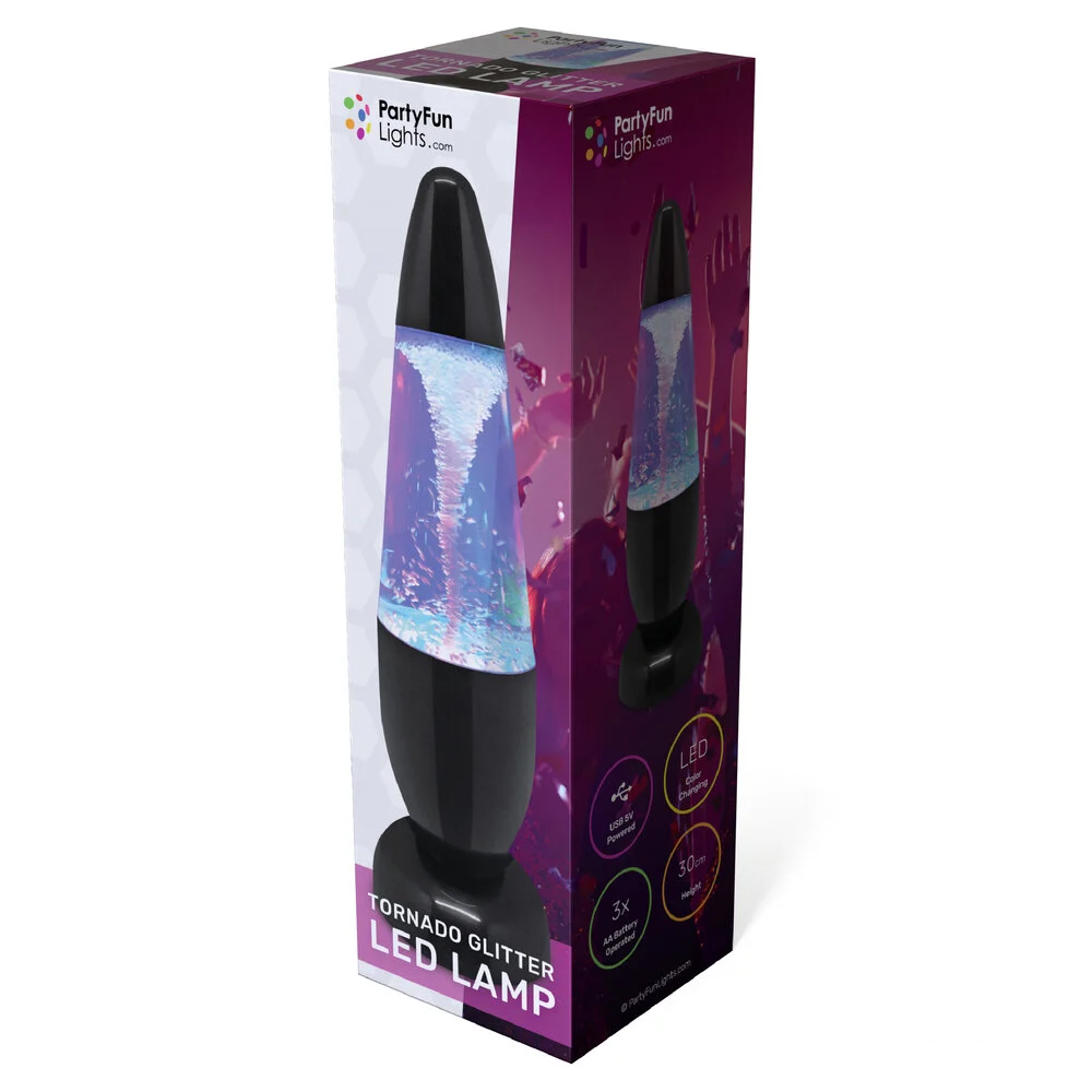 Tornado glitterlamp - 30 cm - Met kleurveranderende LED verlichting - USB - Afbeelding 3