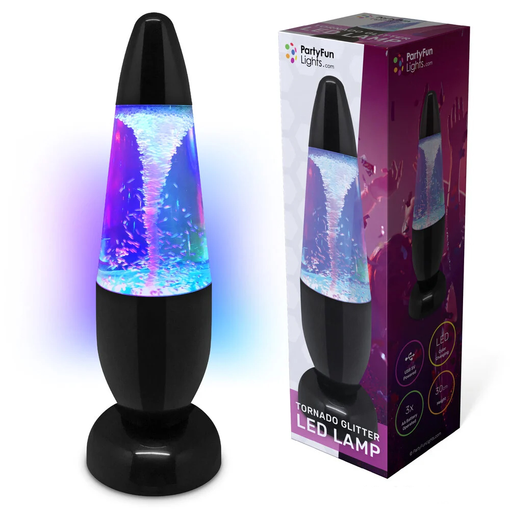 Tornado glitterlamp - 30 cm - Met kleurveranderende LED verlichting - USB - Afbeelding 2