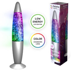 Alternative view of Zilveren glitter lavalamp - 34 cm - Met kleurveranderende LED verlichting - 9 LED