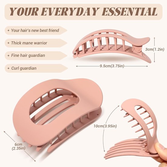 4 Stuks - Haarclips - Platte haarklem voor dames - Bruin, Zwart, Roze, Lichtbruin - Afbeelding 3