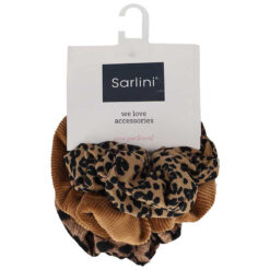 Alternative view of Sarlini scrunchie panterprint set - Haarelastiek bruin/zwart - 3 Stuks