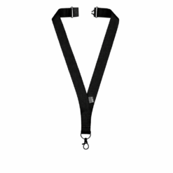 RPET keycord met karabijnhaak en veiligheidssluiting - Brede lanyard - 50 cm - Zwart