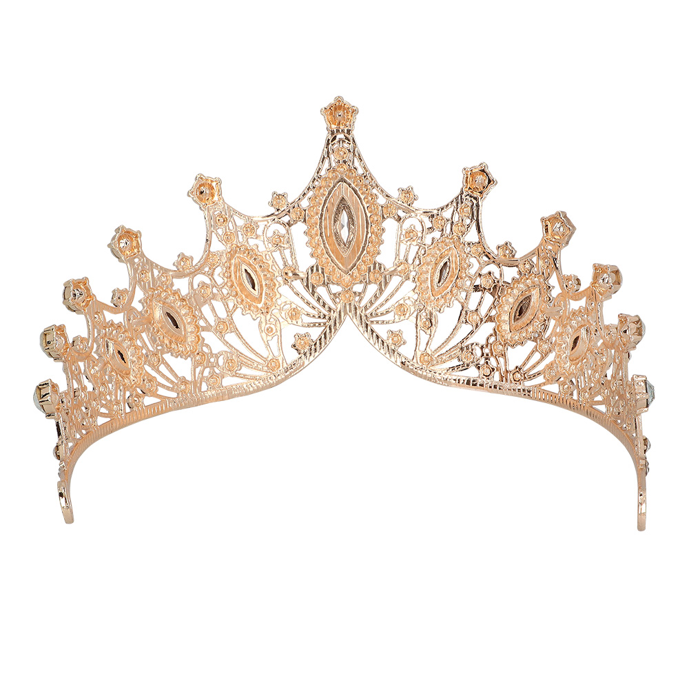 Metalen tiara - Kroontje met steentjes - Roségoud - Afbeelding 2