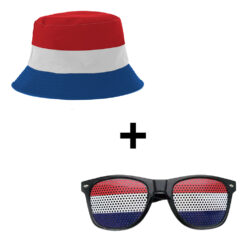 Pinhole zonnebril + reversible vissershoedje Nederlandse vlag