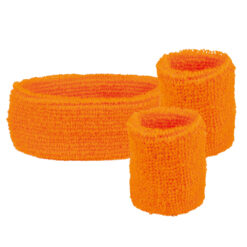Zweetband set - Hoofdband en 2 polsbandjes - Neon oranje