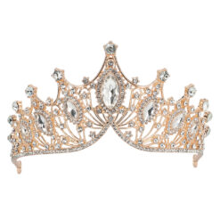 Metalen tiara - Kroontje met steentjes - Roségoud