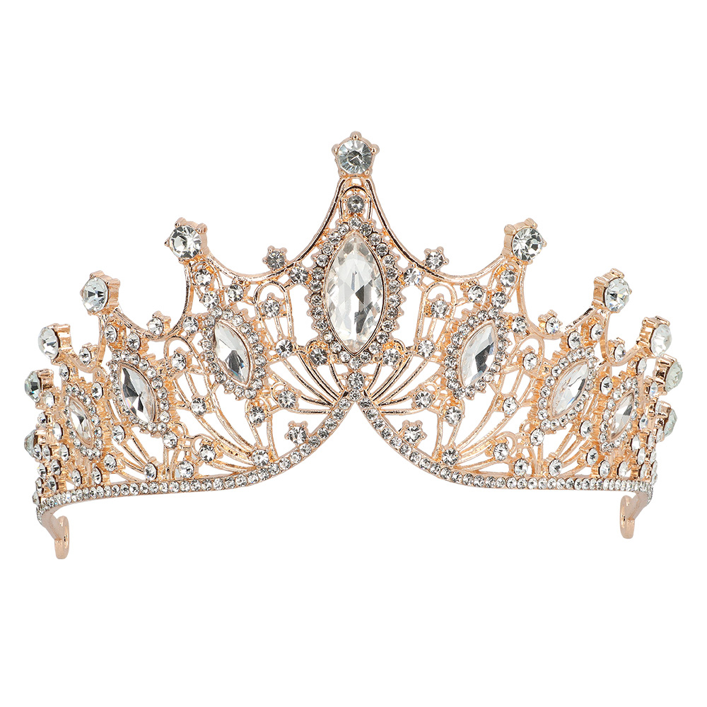 Metalen tiara - Kroontje met steentjes - Roségoud