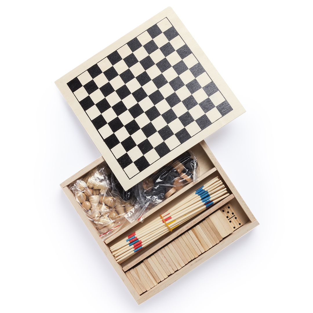 4-in-1 spellenset hout - Afbeelding 2