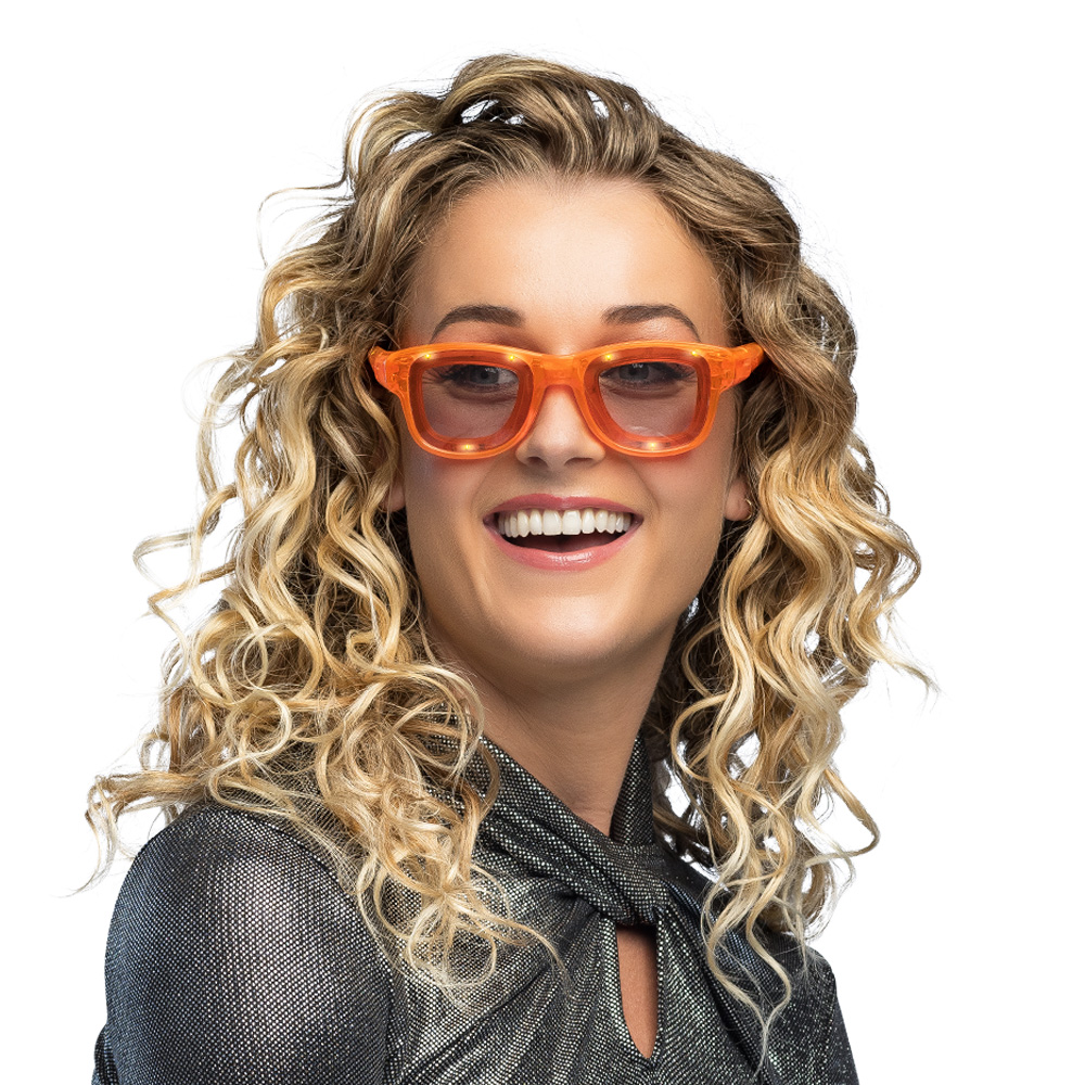 LED partybril oranje - Festival bril met 3 lichtstanden - Afbeelding 8