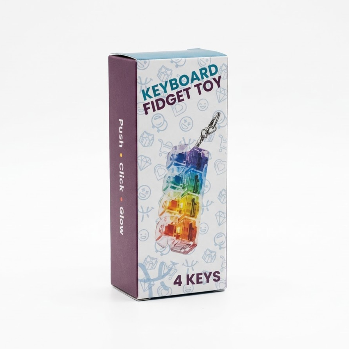Keyboard Fidget Toy met LED en Sleutelhanger - Met 4 Knoppen - Transparant met multicolor lampjes - Afbeelding 5