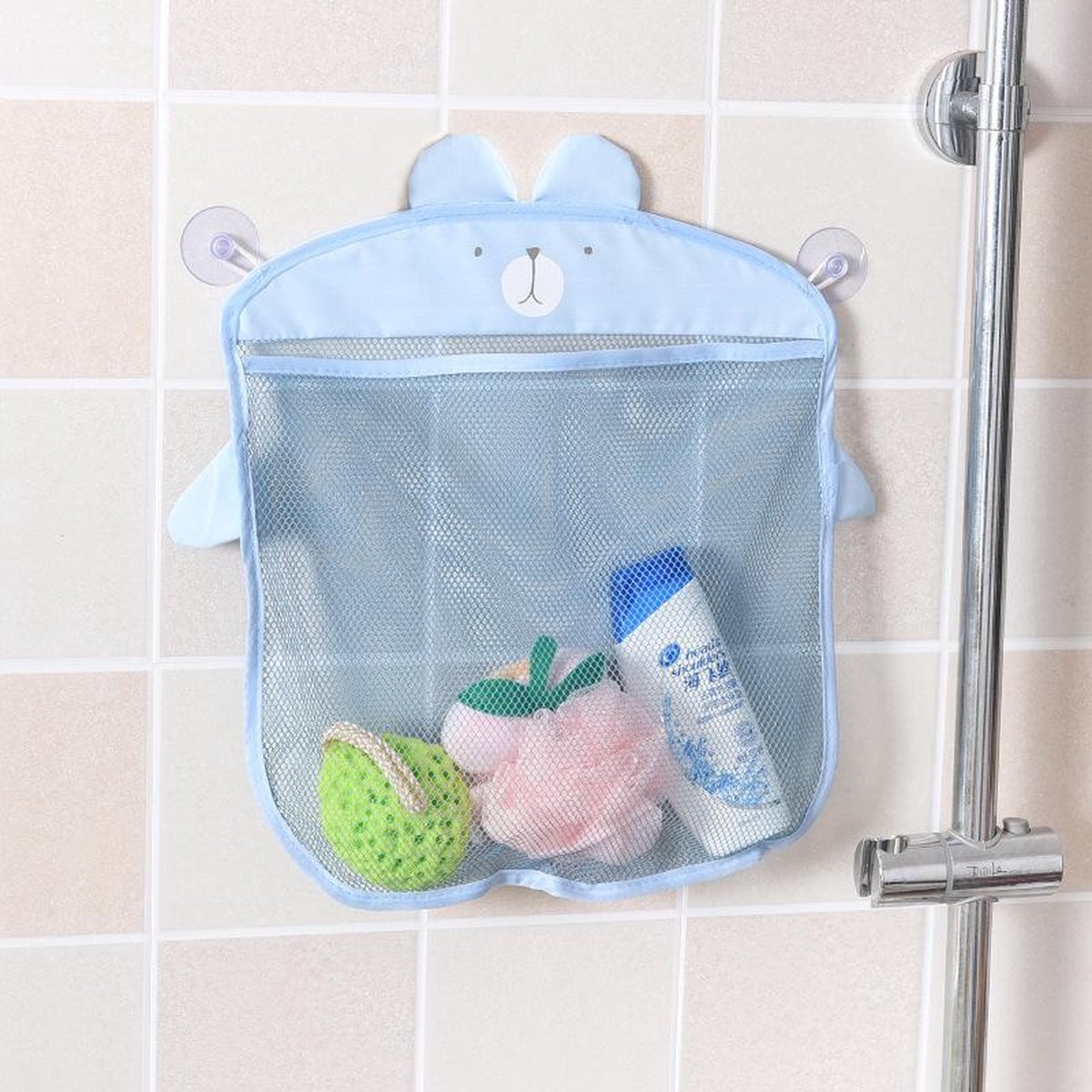 Badspeelgoed Organizer Opbergzak Beer Blauw - Mesh Hangzak Badkamer - Afbeelding 4