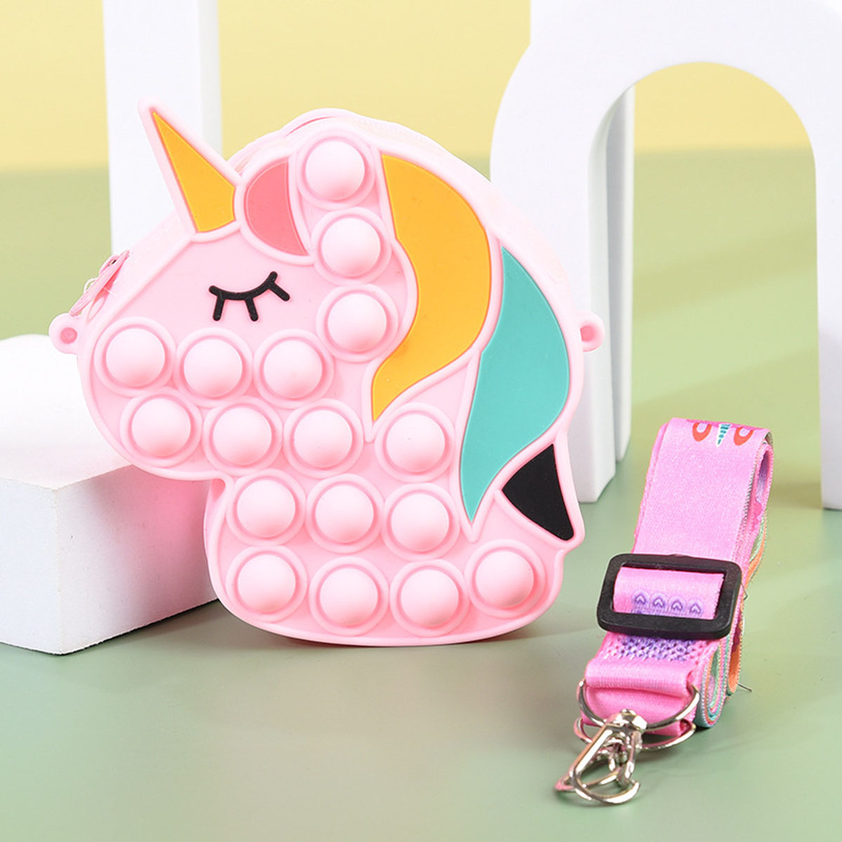 Pop It tasje Unicorn lichtroze - Afbeelding 3