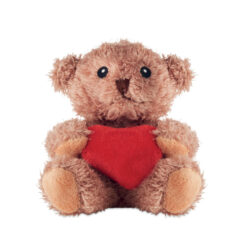 Teddybeer met rood hart - Pluche knuffelbeer - Geborduurde details