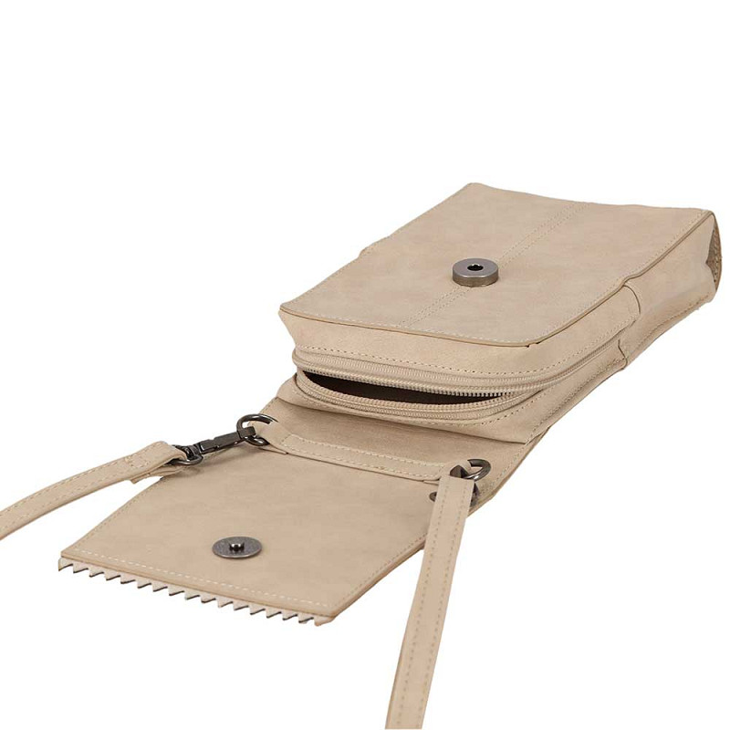 Sarlini telefoontasje kunstleer - Crossbody telefoontas - Beige - Afbeelding 3