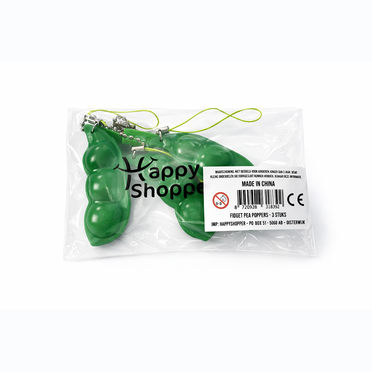 Pea poppers - Fidget Toys Sleutelhanger - Groen - 3 stuks - Afbeelding 4