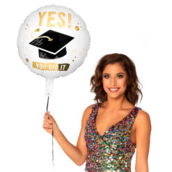 Alternative view of Folieballon Yes! You did it - Geslaagd ballon 45 cm - Wit/goud