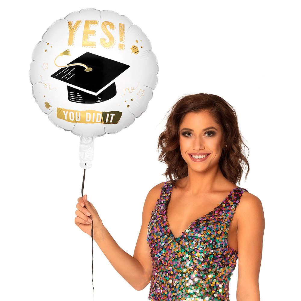 Folieballon Yes! You did it - Geslaagd ballon 45 cm - Wit/goud - Afbeelding 2