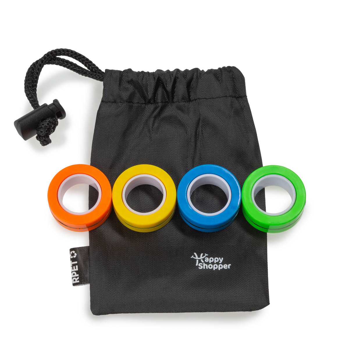 Magnetische ringen fidget toy met RPET opbergzakje 5-delig - Afbeelding 3