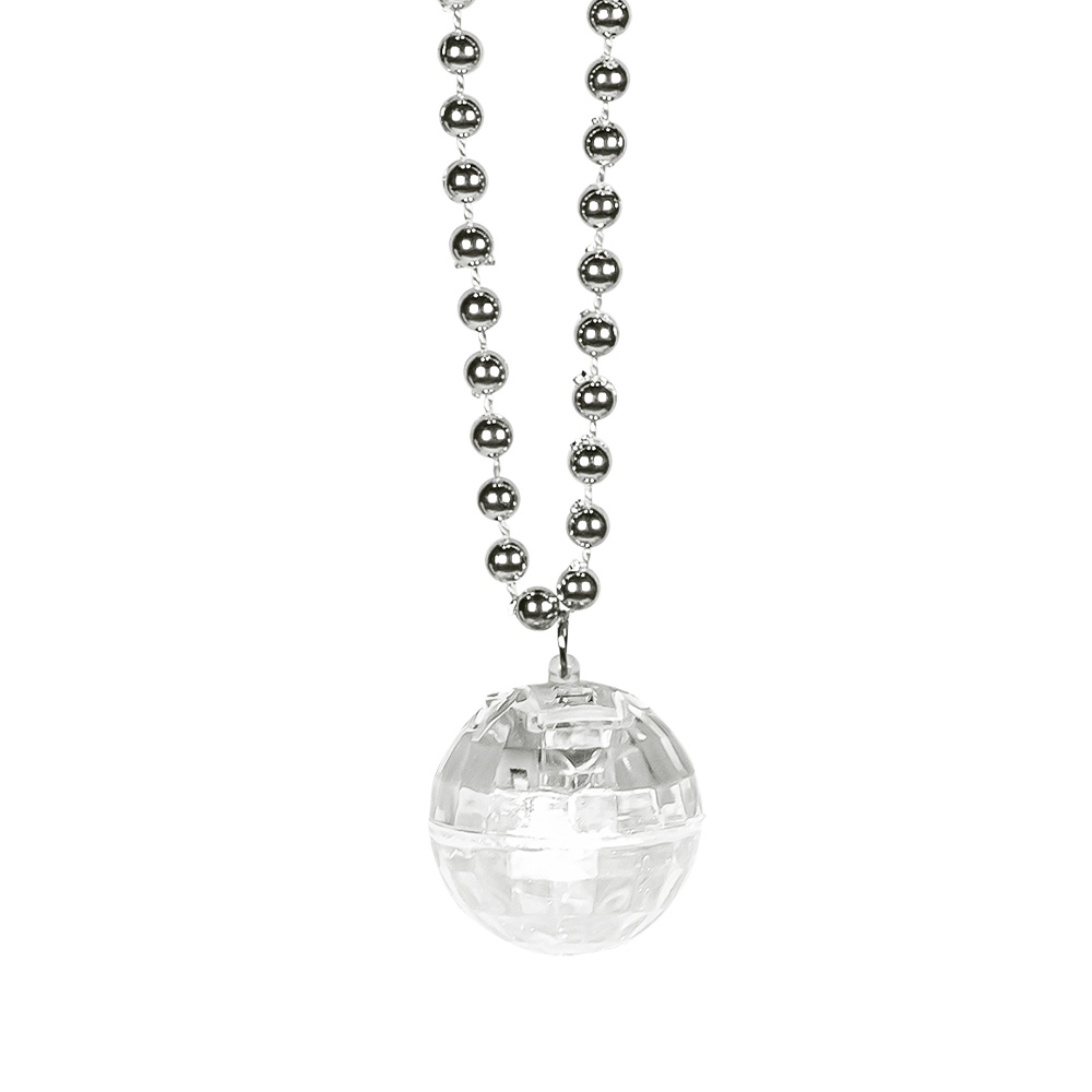 LED ketting discobal - Kralenketting - Zilver