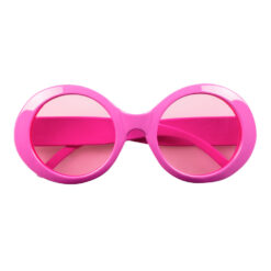 Partybril neon roze - Ronde bril met roze glazen