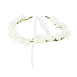 Bloemen hoofdband - Bloemenkrans met lintsluiting - Wit