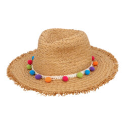 Beechfield one size zonnehoed met zwarte band - Naturel